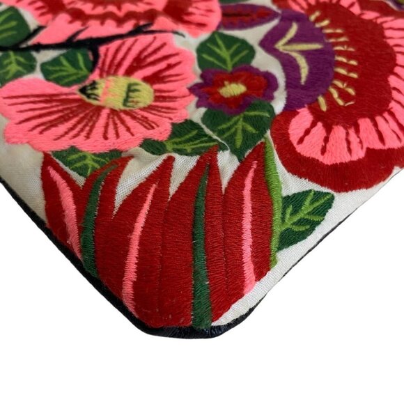 Asos Embroidered Clutch Boho Bag Fabric Leather - Picture 9 of 12